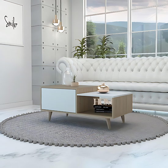 Mesa de Centro Bora (1C) Rovere + Blanco (envío RM)