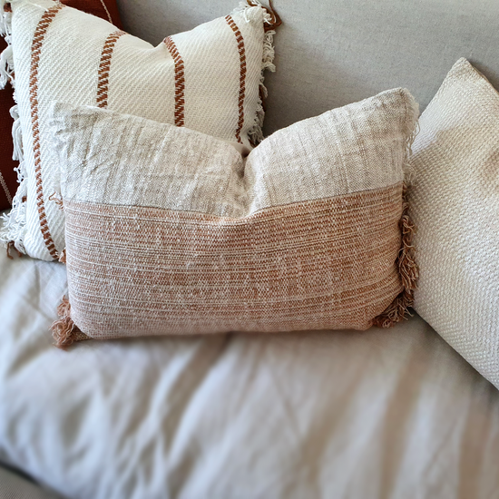 Cojin Bicolor Beige y Terracota